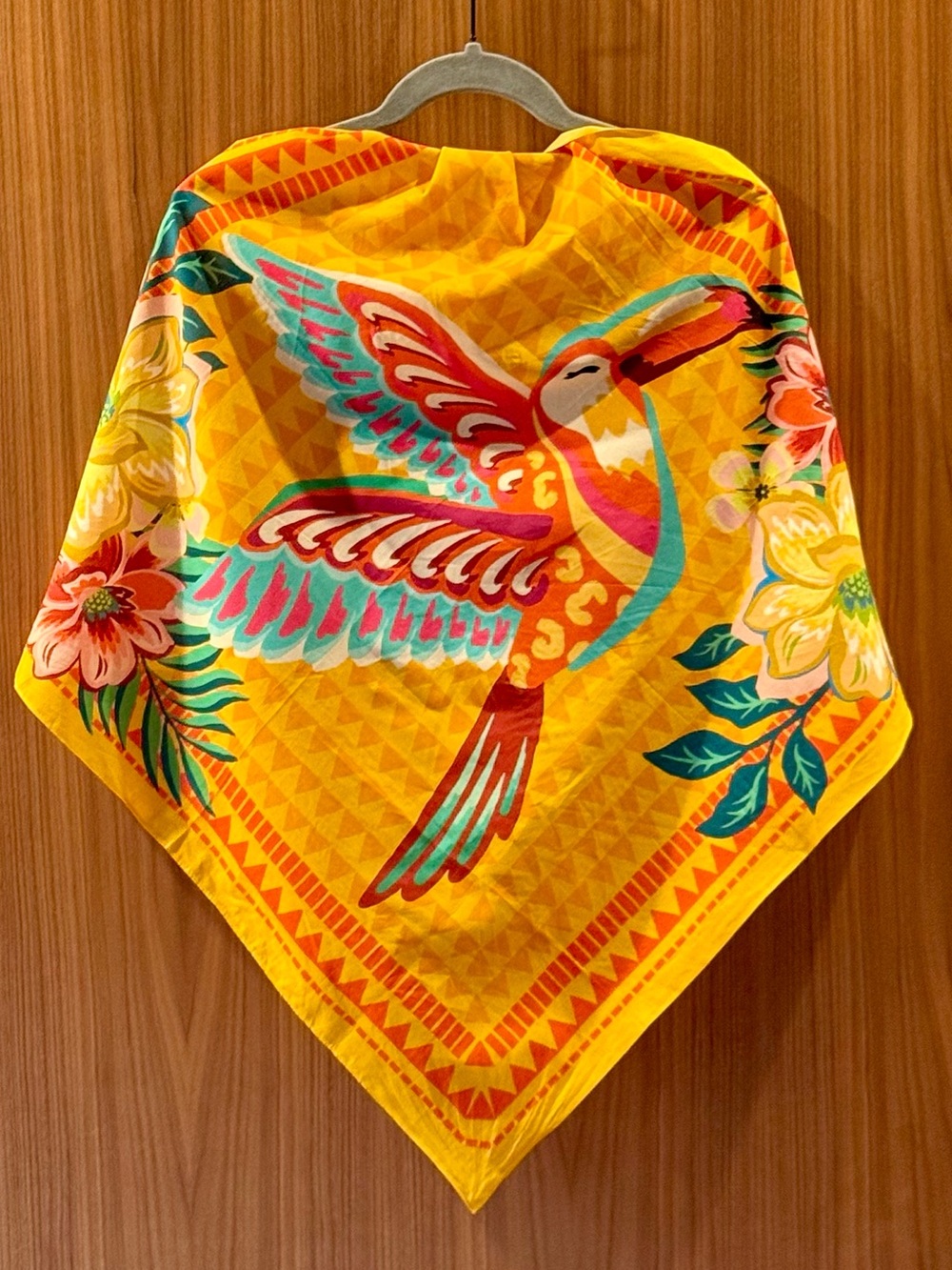 Sol de Janeiro Hummingbird Scarf * 100% Cotton * 26x26 * Tropical * Vibrant